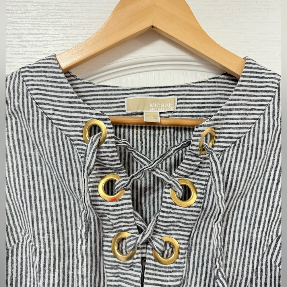 Michael Kors Striped Lace-Up Top